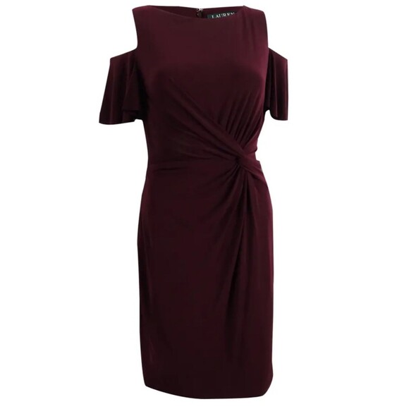 NWT Lauren by Ralph Lauren Becky Cold Shoulder Sheath Dress Women's Size 16 - Picture 1 of 7